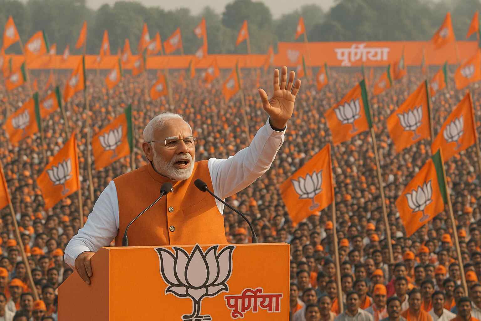 PM Modi addressing rally in Purnia on Bihar election 2025