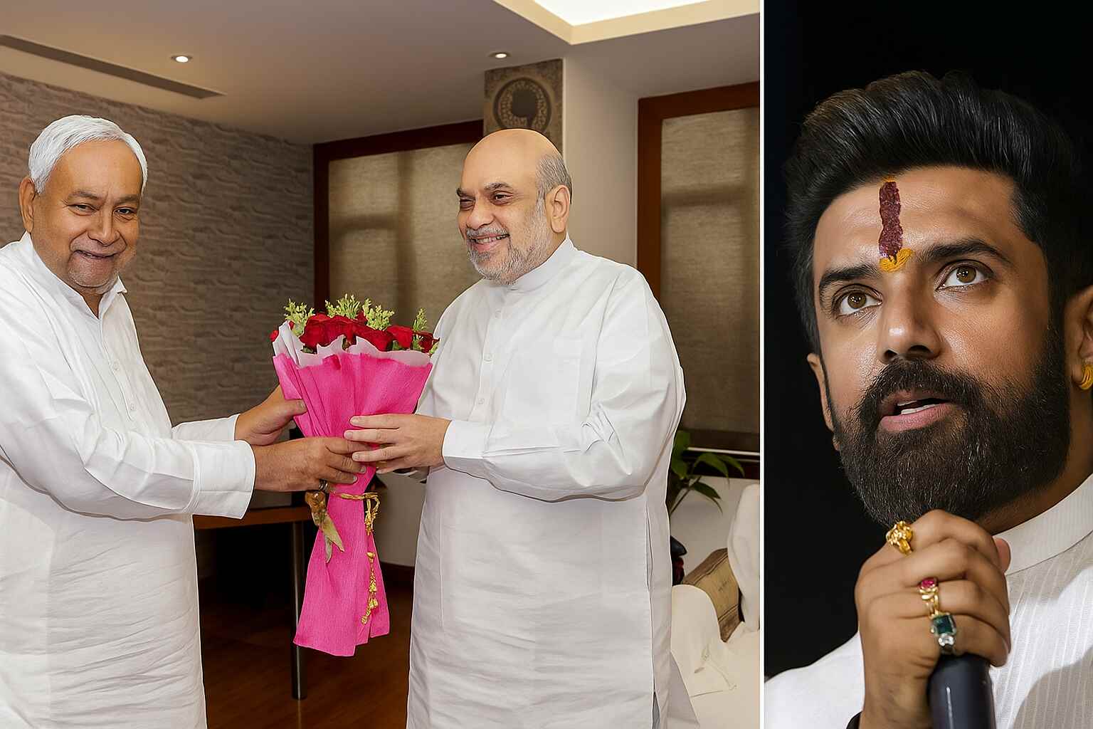 Nitish Kumar and Amit Shah discussing Bihar election seat-sharing