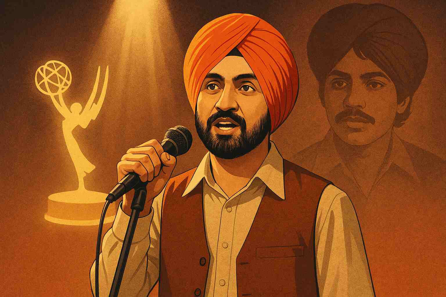 Actor Diljit Dosanjh in Amar Singh Chamkila film still