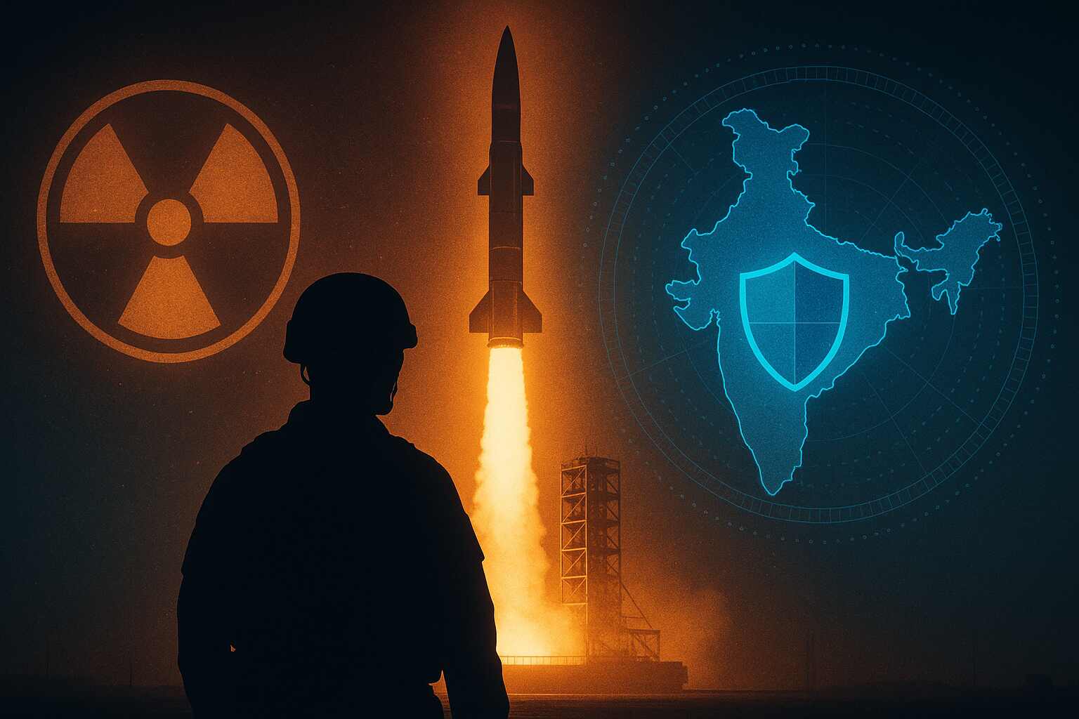 Agni-series missile being tested against clear sky background