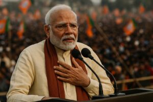 Prime Minister Narendra Modi addressing a rally in Bihar with emotional appeal