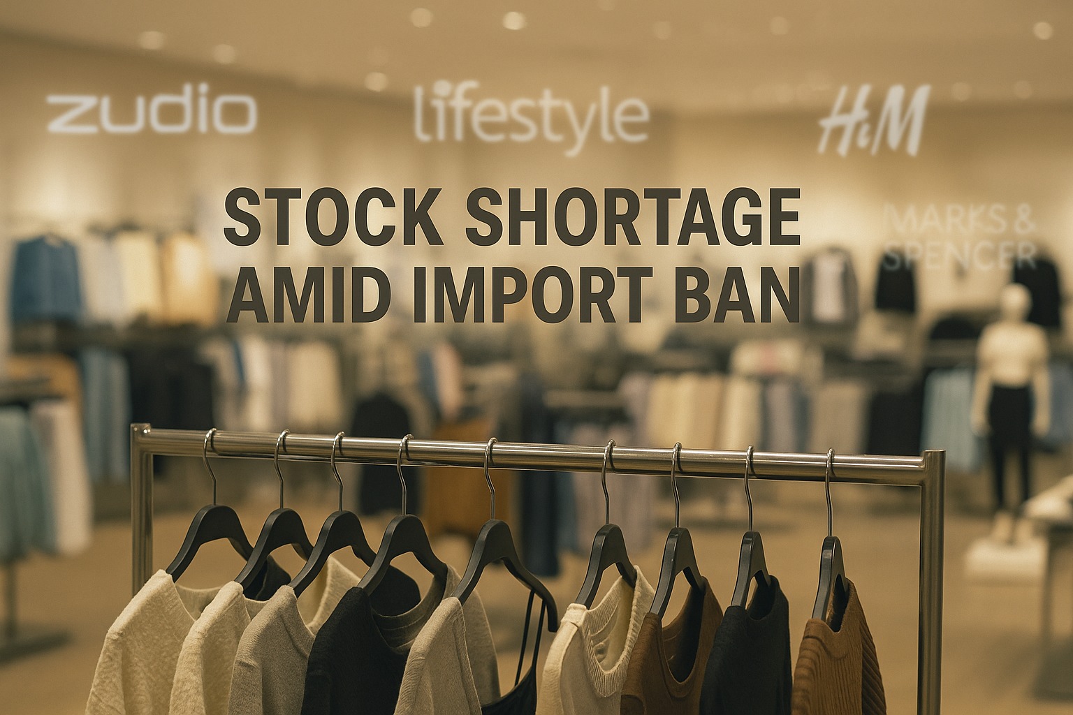 Empty racks at Lifestyle store due to inventory shortage after land import ban on Bangladeshi garments