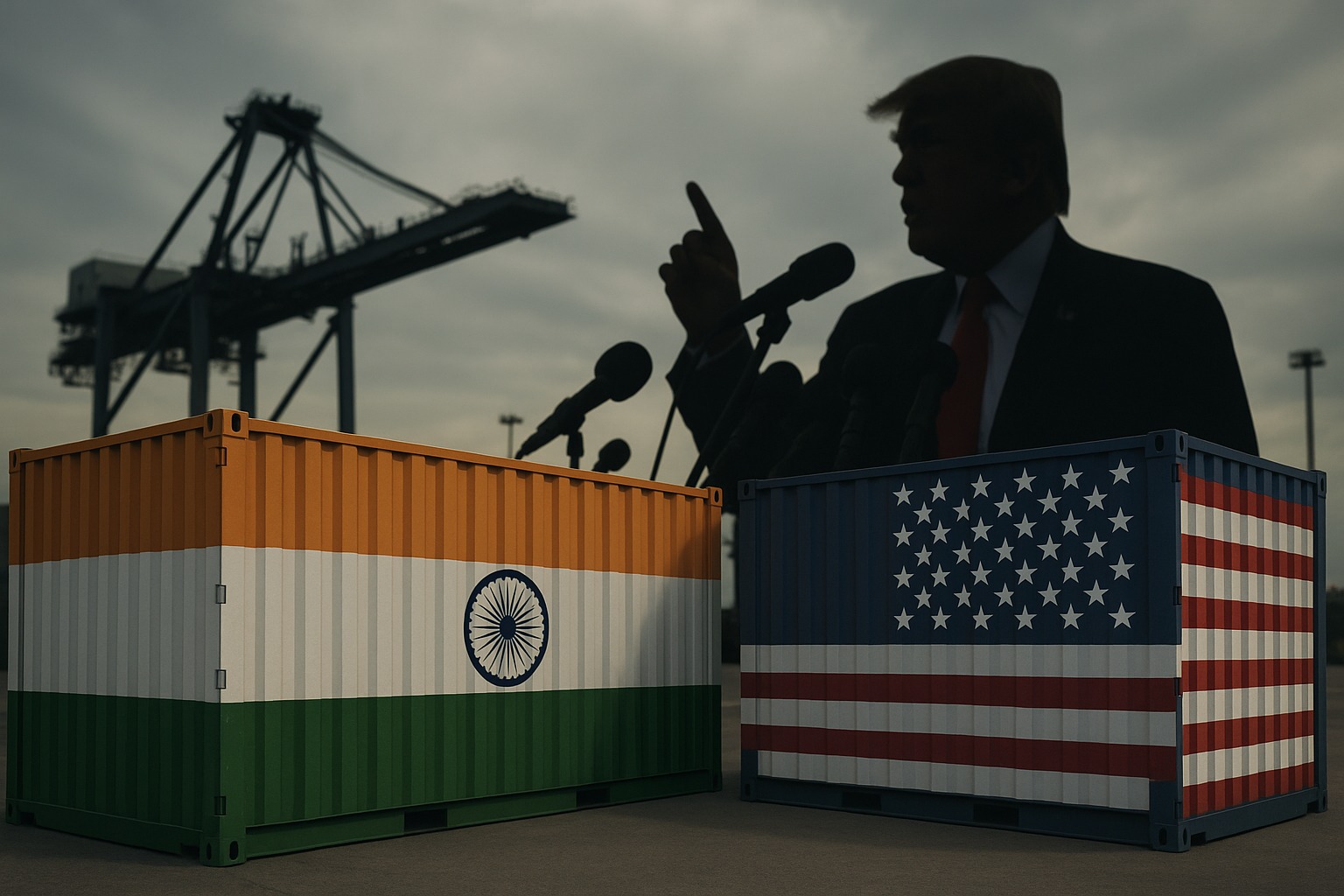 Containers at Indian port ready for export