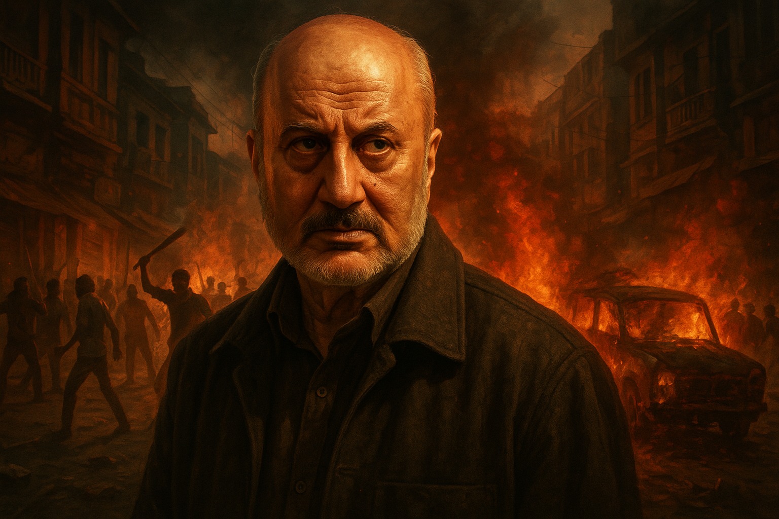 Anupam Kher in The Bengal Files delivering emotional dialogue