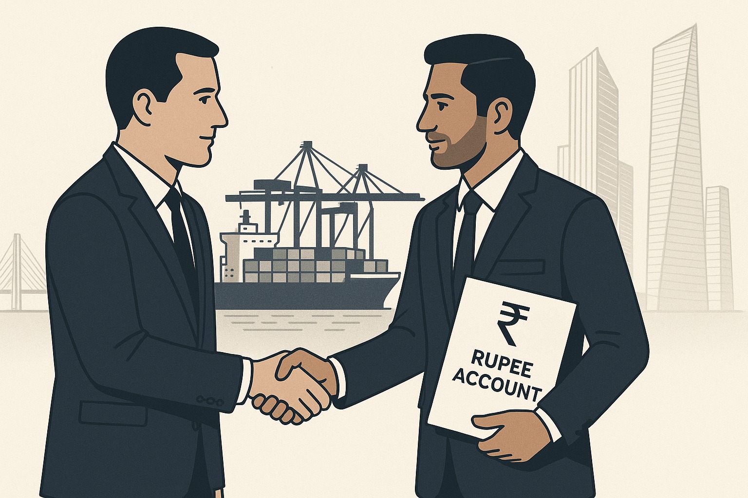 Foreign bank representative signing Special Rupee Vostro Account paperwork