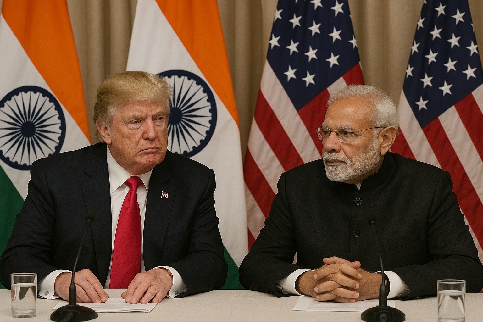 Diplomats in discussion during high-level India-U.S. meeting