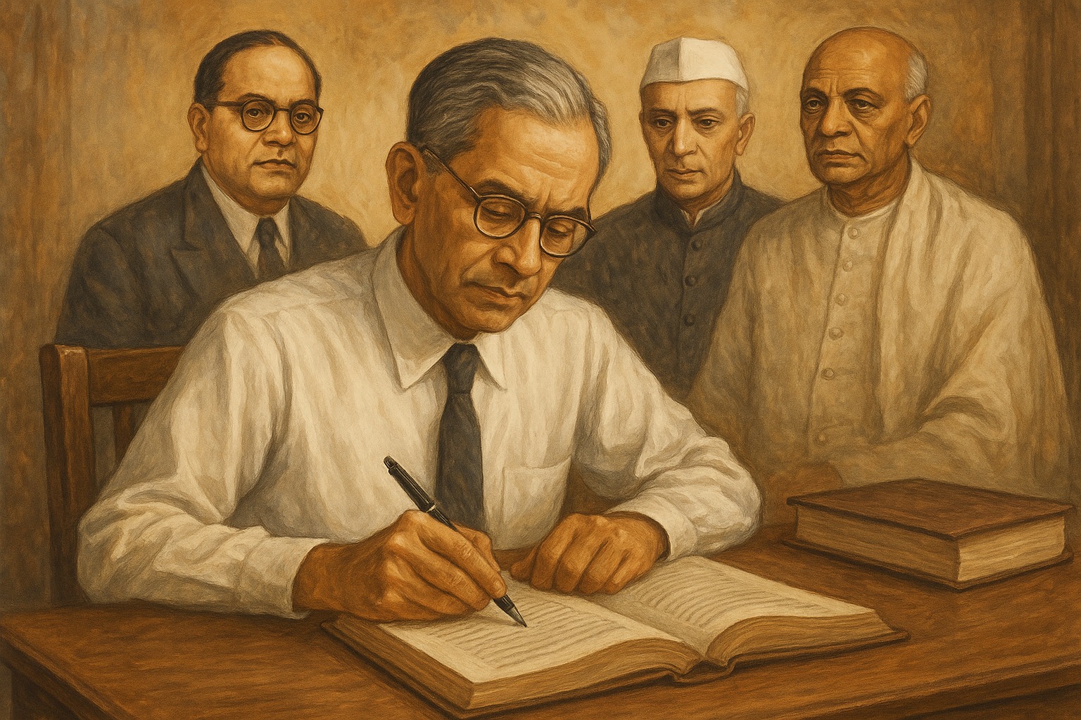 Close-up of Constitution of India book on judge’s desk