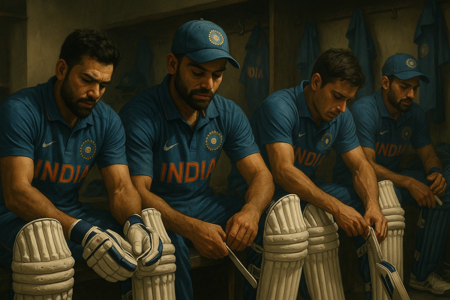 Indian cricket players in dressing room preparing for tense Pakistan clash