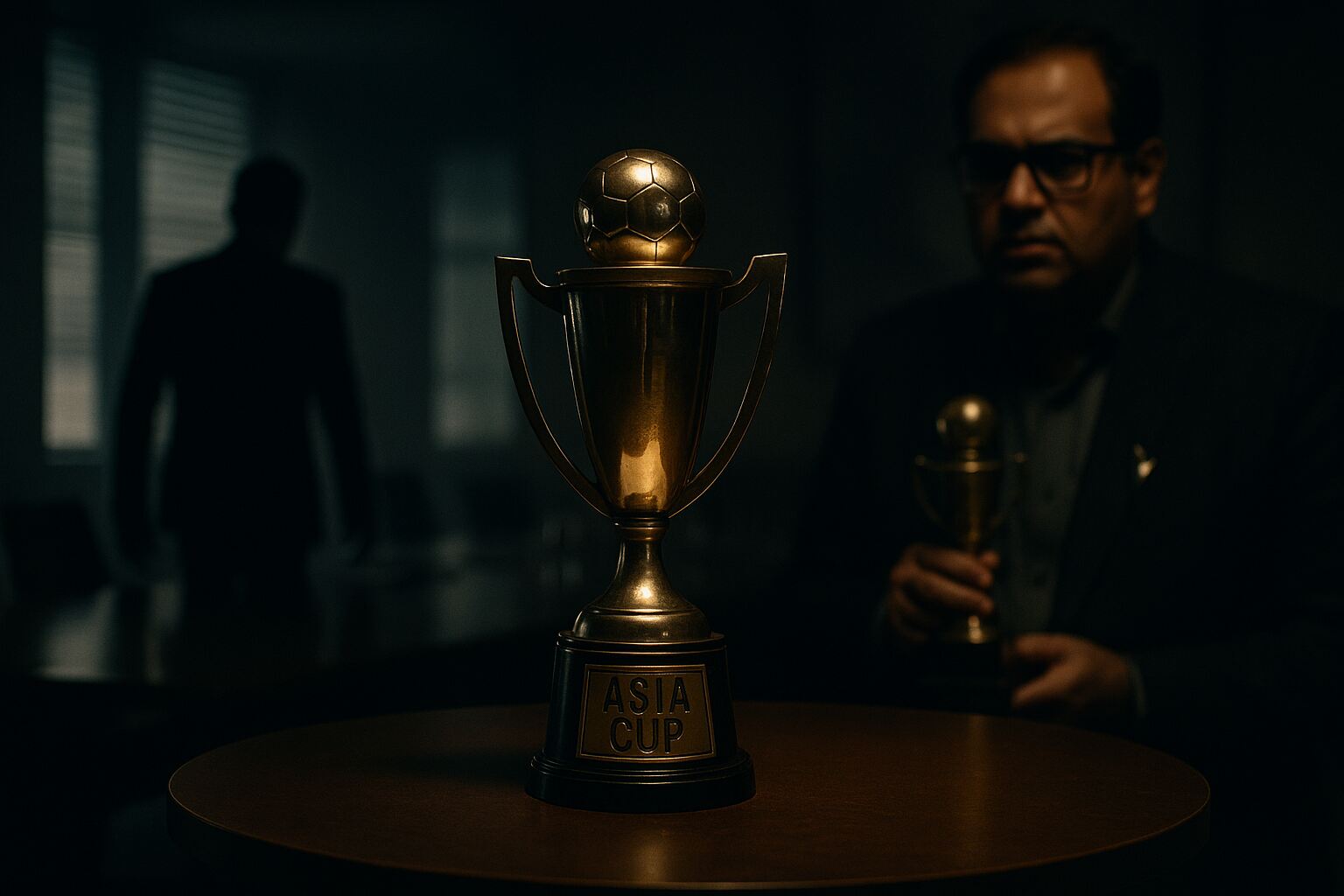 Asia Cup 2025 trophy placed on podium during closing ceremony