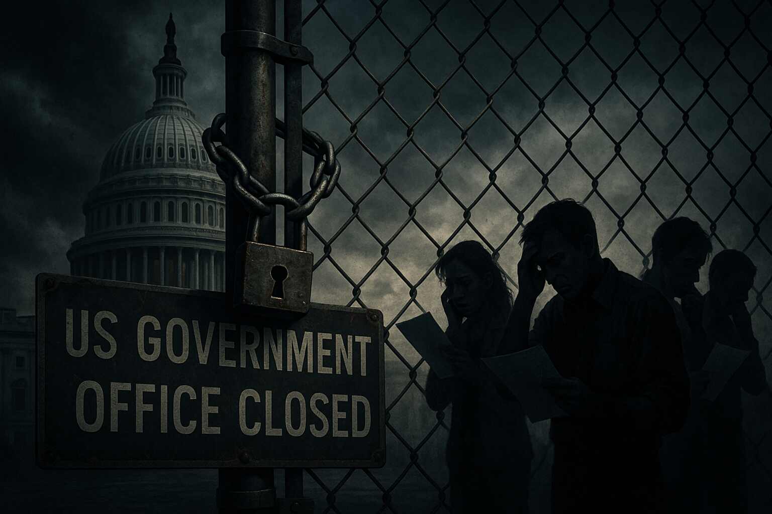 A symbolic “Closed” sign hanging outside a US government office