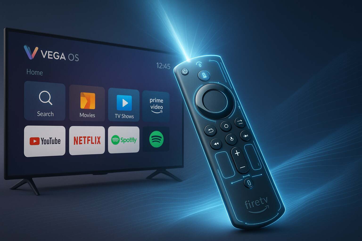 Amazon Fire TV Stick showcasing the new Vega OS interface.
