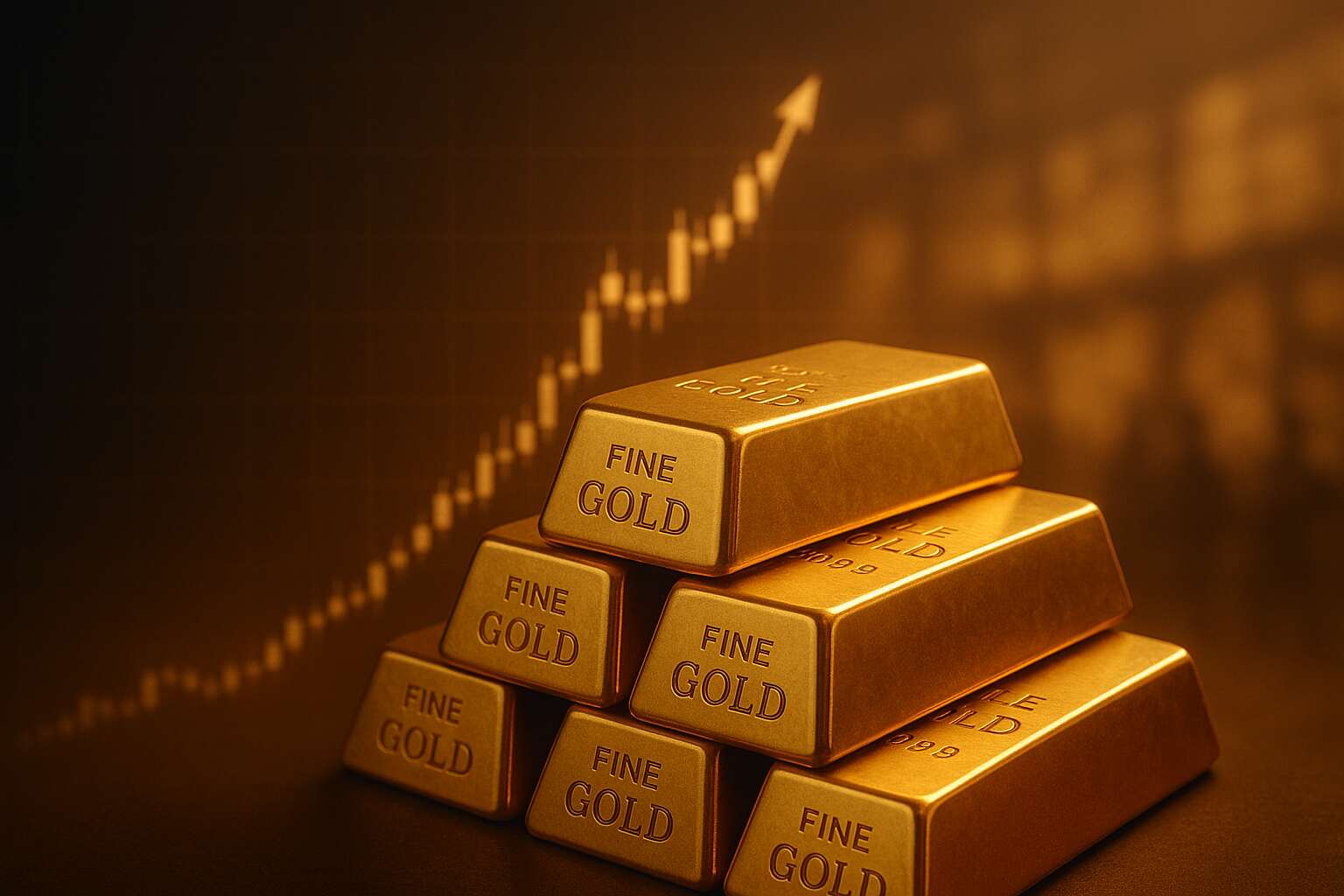 Gold bars and rising chart line showing record rally above $3,900/oz in global markets