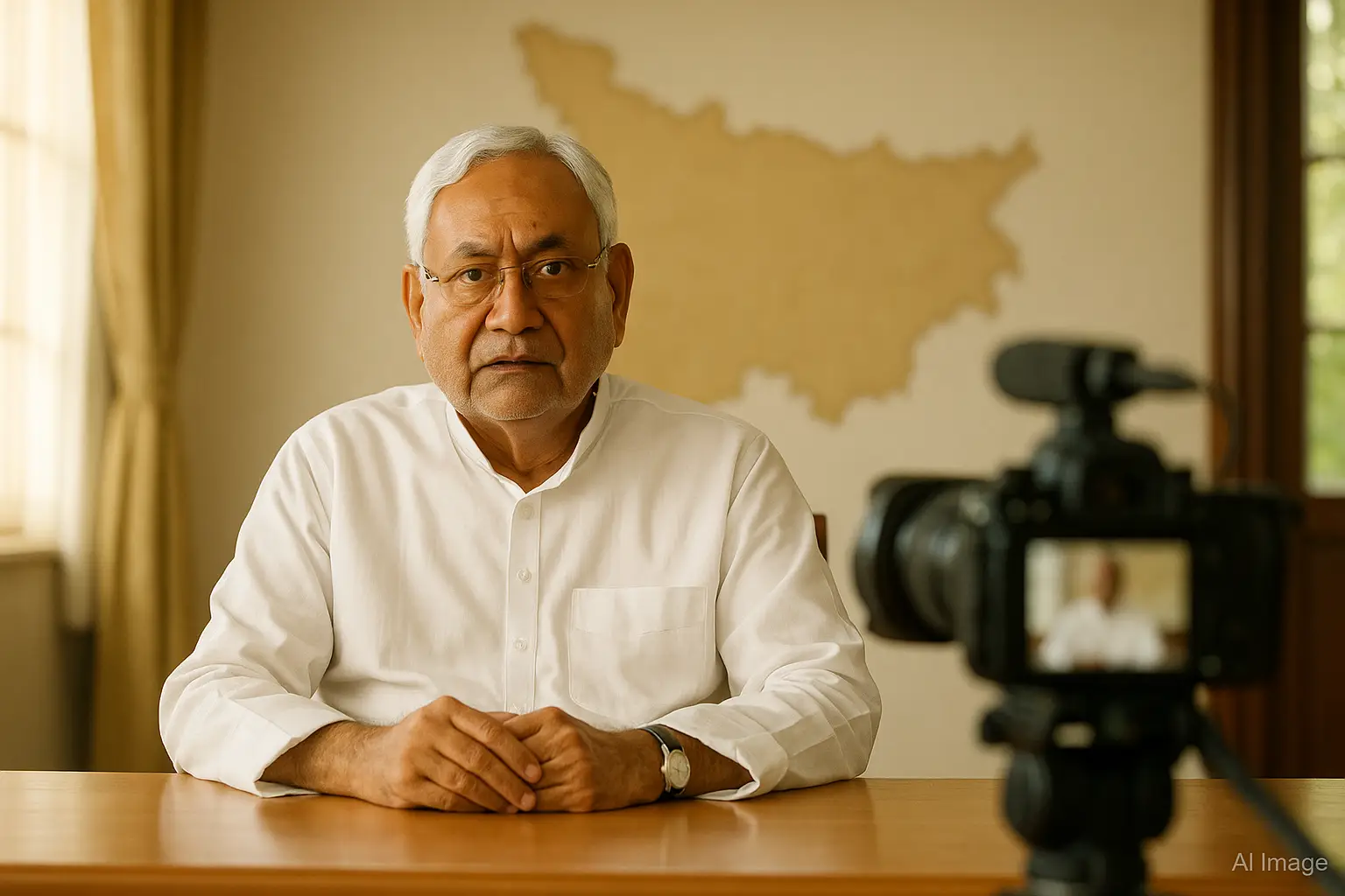 Nitish Kumar addressing the people of Bihar through a video message before the Bihar Election 2025