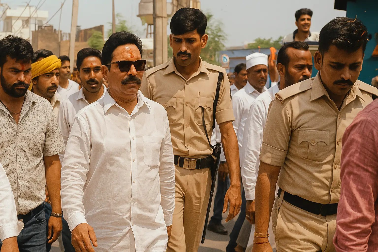Anant Singh arrest scene outside Patna police station Bihar election