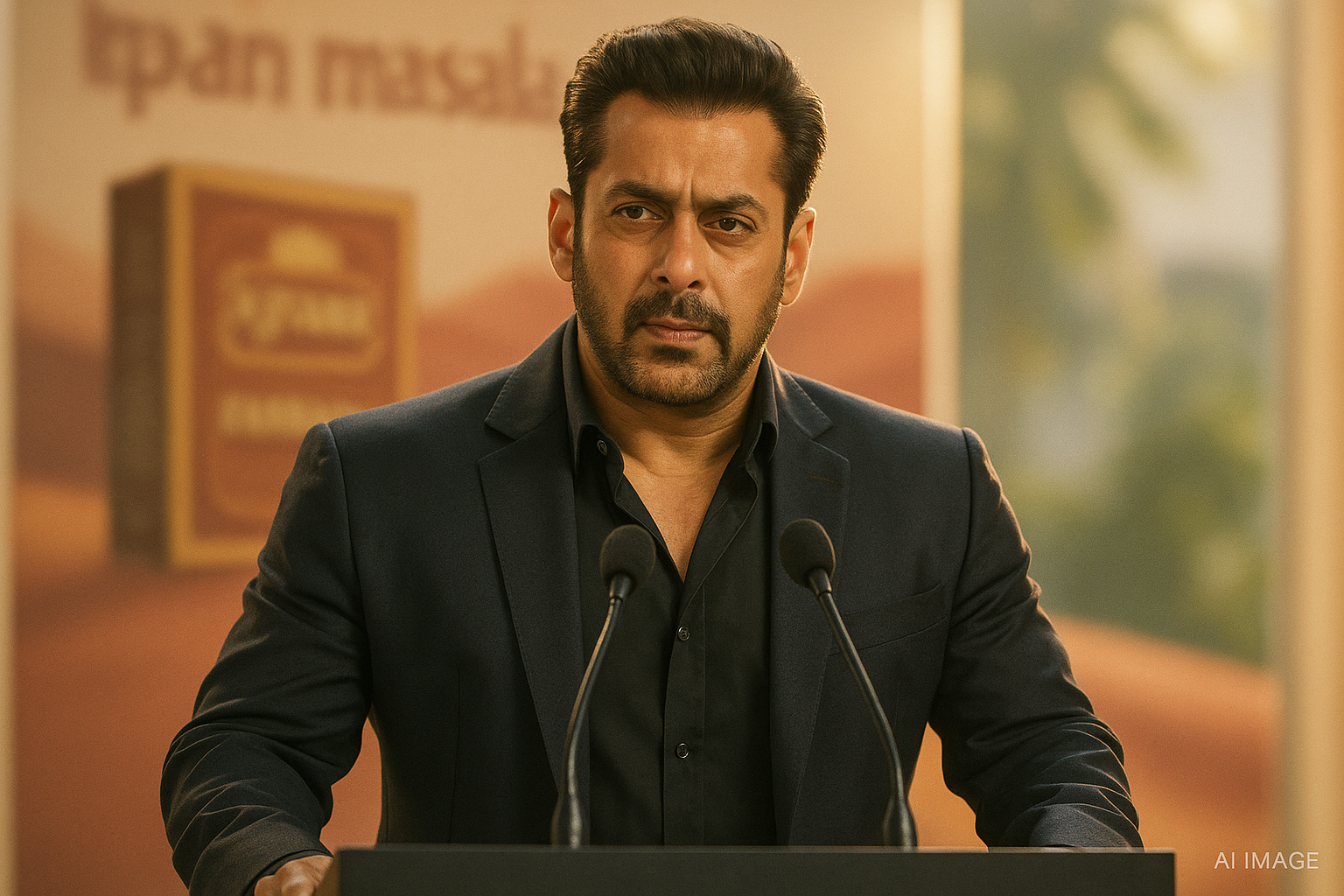 Salman Khan at press conference over pan masala ad notice.