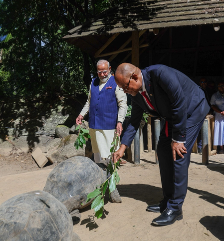In Seychelles, PM Modi highlights Aldabra Giant Tortoise's India connection (Ld)