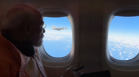 Five Indonesian fighter jets escort PM Modi's aircraft as he departs after successful visit